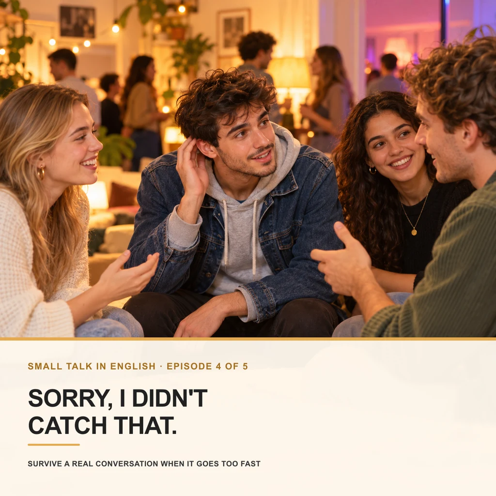 Sorry, I Didn't Catch That | Small Talk in English, Episode 4 — cover